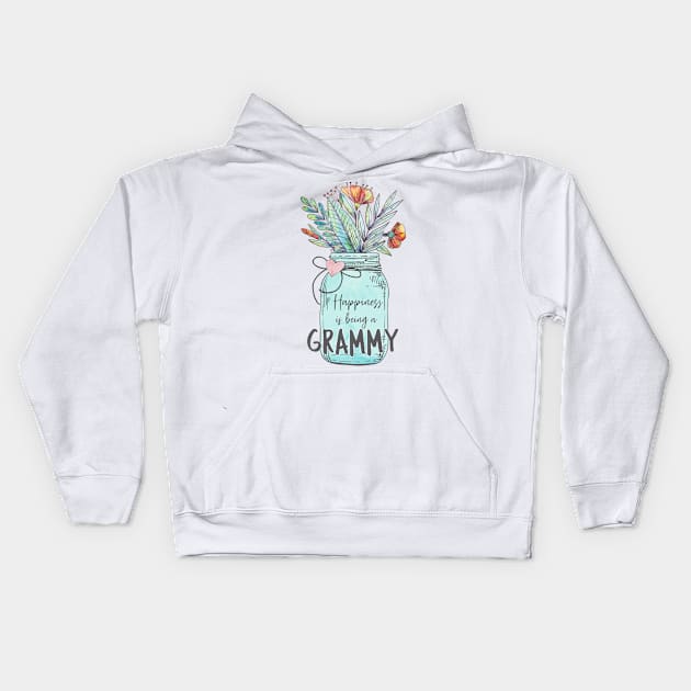 Happiness is Being a Grammy - Mason Jar Flowers Kids Hoodie by CaptainHobbyist